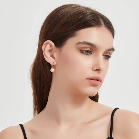 10-12mm 18K Gold Golden South Sea Pearl & Daisy Earrings - House Of Pearls